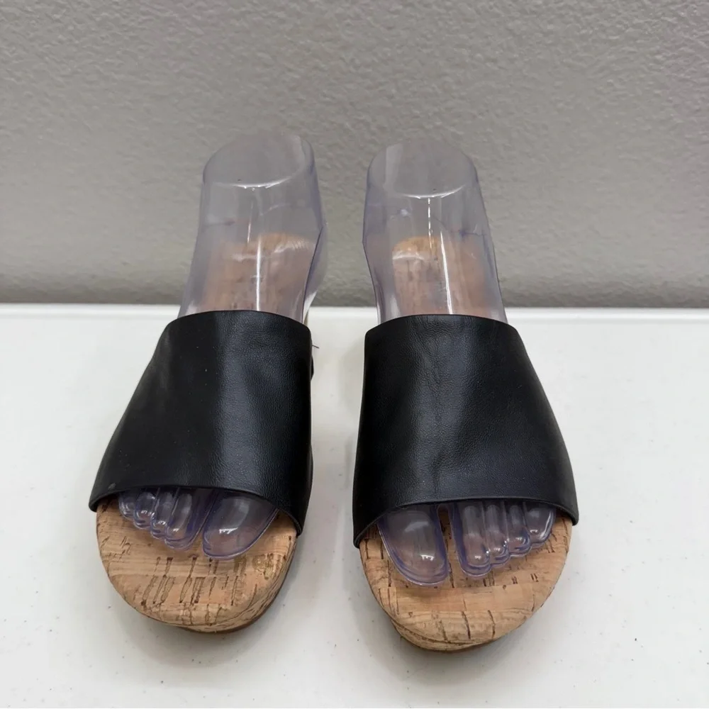 Micheal Michael Shannon Sandals Size 9.5 Wedge Black Strap Shoes